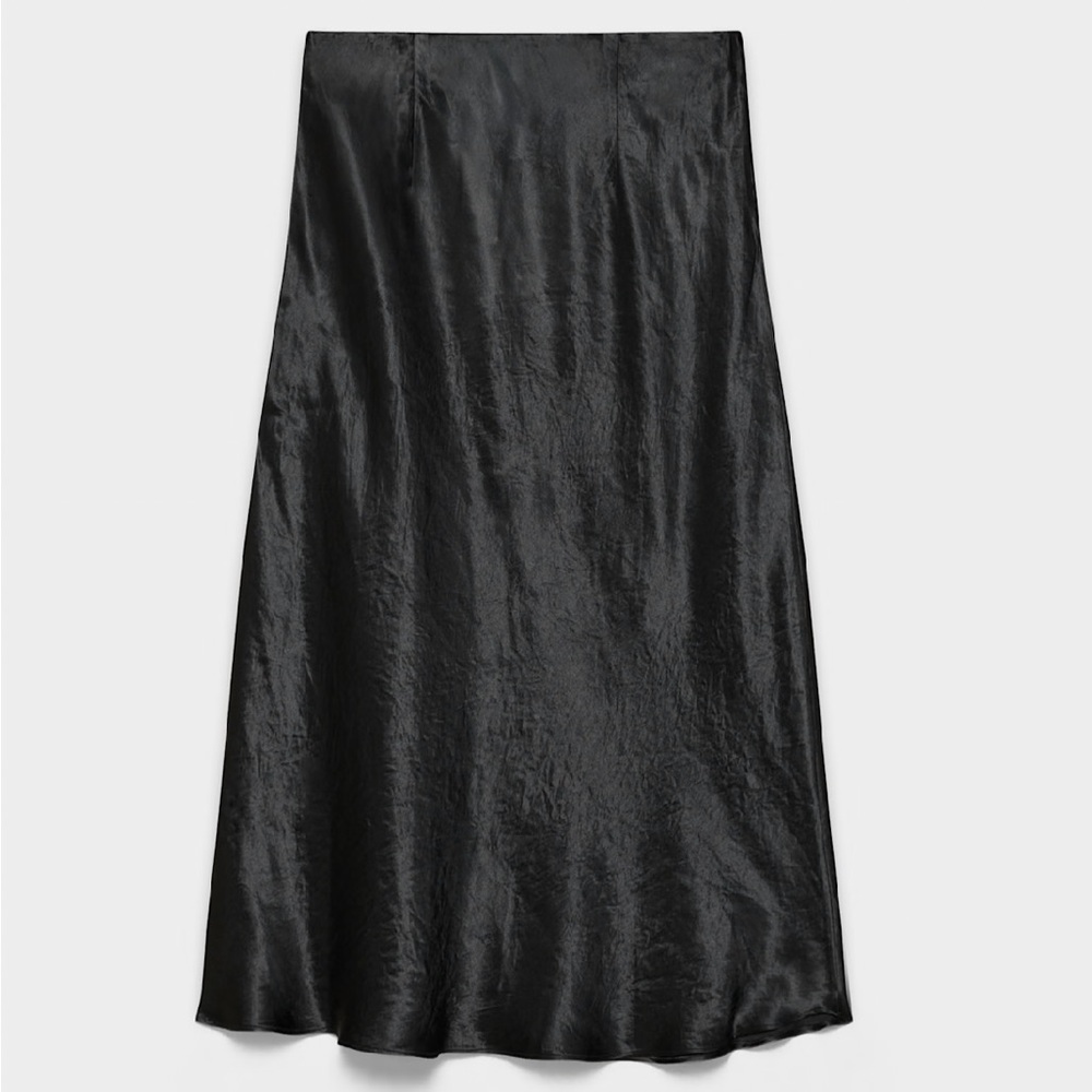 Aritzia Black A-Line Satin Maxi Skirt